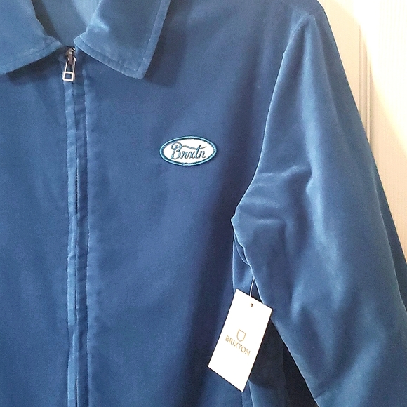 NWT New Brixton Utopia Zip Front Velvet Jacket in Sapphire Color Size Small - Picture 7 of 12